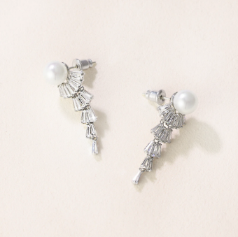 Heirloom Bridal Company Style Chloe Pearl Earrings | Heirloom Bridal Company #0 default Silver thumbnail